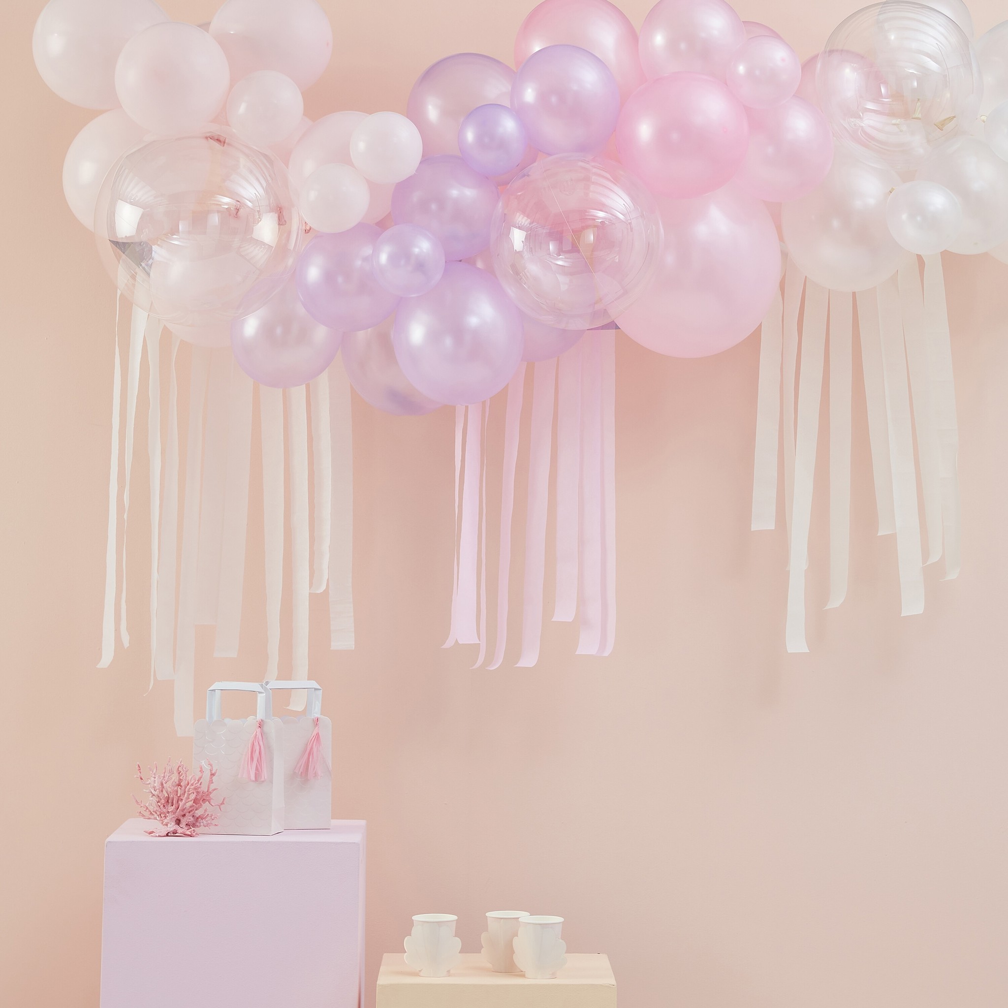 Ballonboog Set Pastel Parel & Ivoor Met Slingers