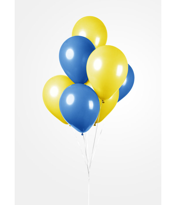 Ballonnen Set Blauw/Geel (10st)