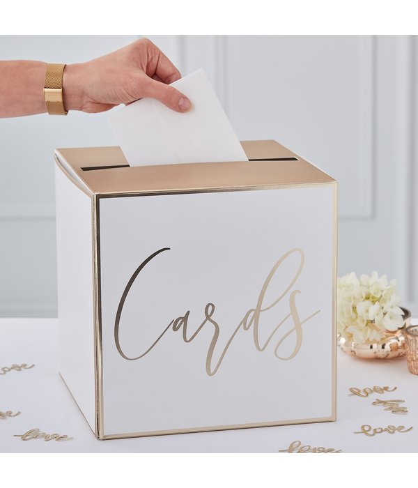 Enveloppendoos Bruiloft Cards Wit Goud