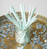 Papieren rietjes babyblauw 20 stuks