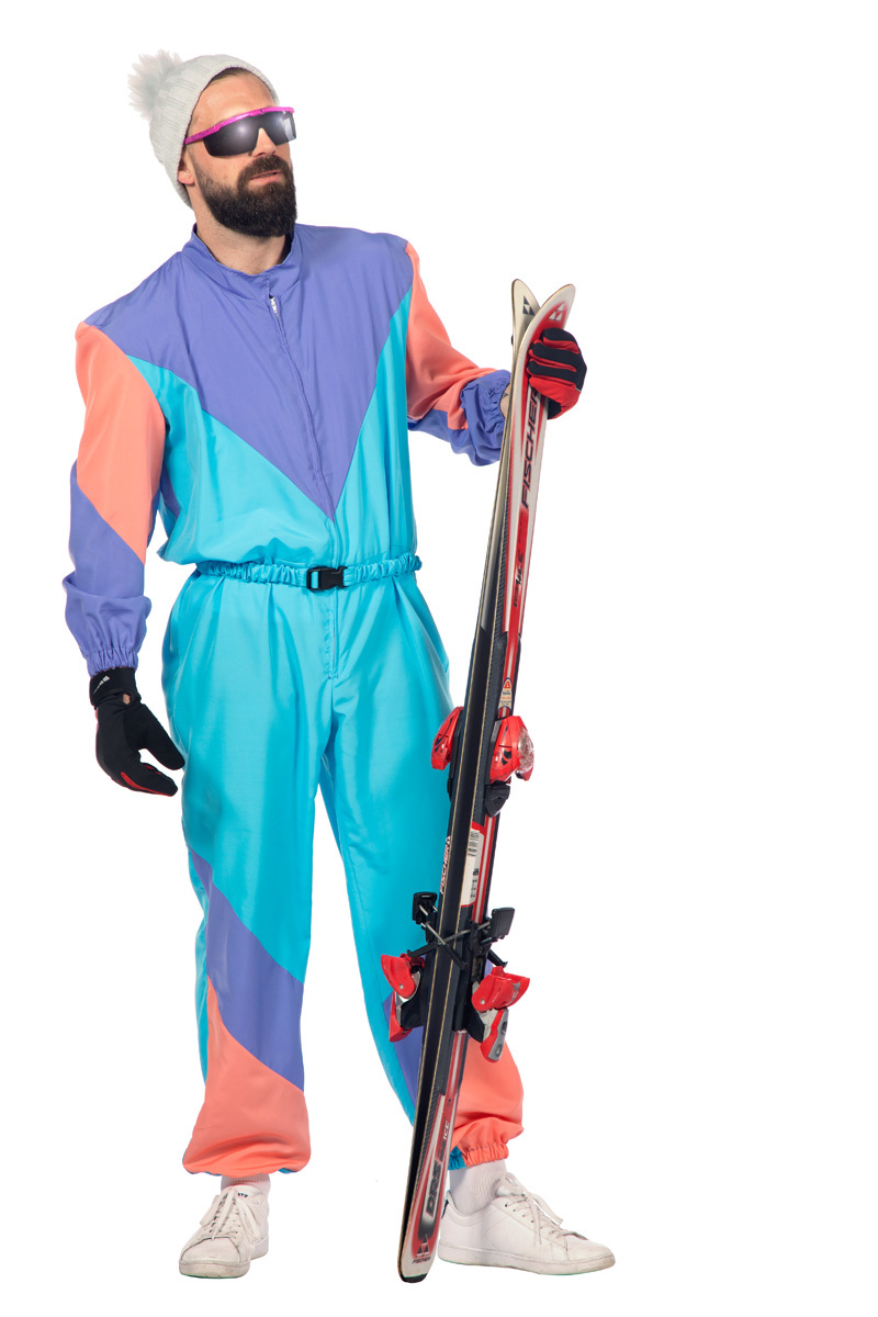 Wilbers - Jaren 80 & 90 Kostuum - Fout 80s Ski-Pak - Man - blauw - XL - Carnavalskleding - Verkleedkleding