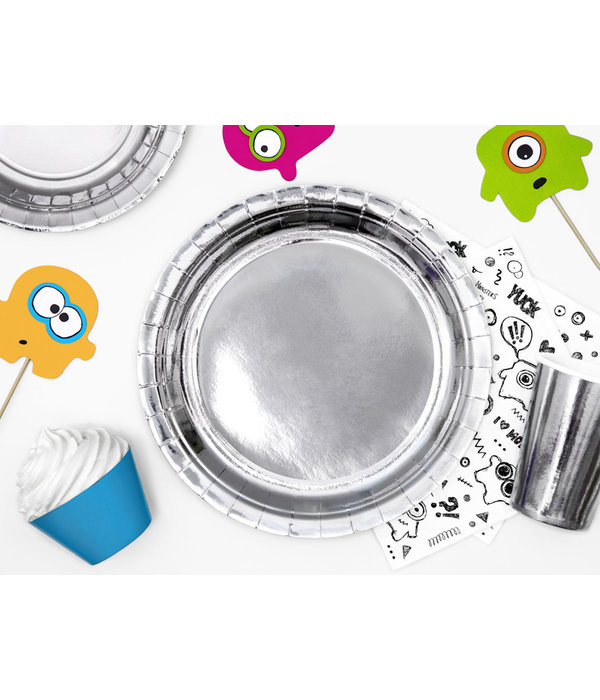 Zilverkleurige Metallic Borden 23cm - 6 stuks