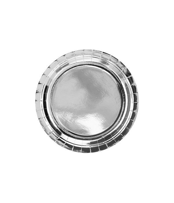 Zilverkleurige Metallic Borden 23cm - 6 stuks