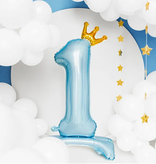 Folieballon Cijfer 1 Hemelsblauw Op Standaard 84cm