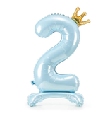 Folieballon Cijfer 2 Hemelsblauw Op Standaard 84cm