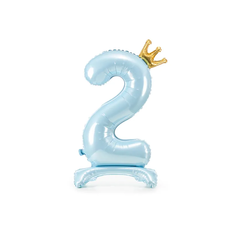 Folieballon Cijfer 2 Hemelsblauw Op Standaard 84cm