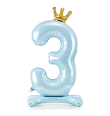Folieballon Cijfer 3 Hemelsblauw Op Standaard 84cm