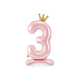 Folieballon Cijfer 3 Lichtroze Op Standaard 84cm