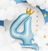Folieballon Cijfer 4 Hemelsblauw Op Standaard 84cm