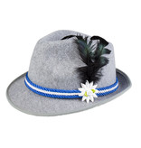 Beierse hoed grijs met veer