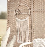 Houten Hangdecoratie Love met Macrame