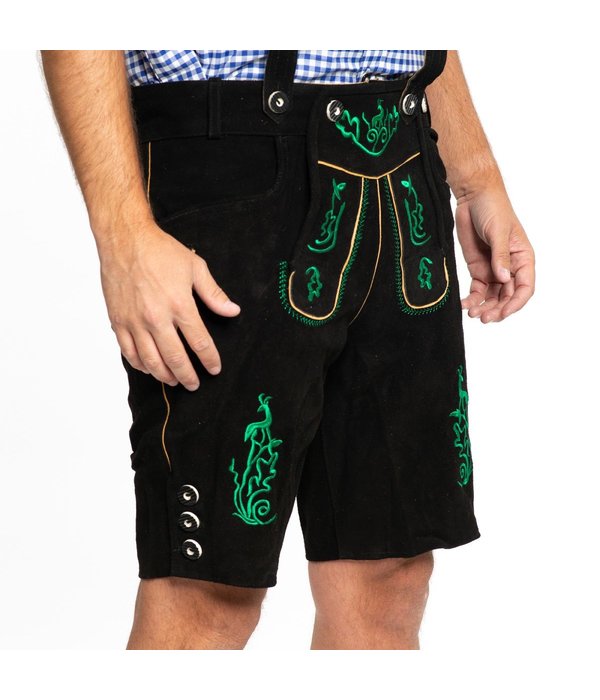 Lederhosen kort zwart/groen Otto