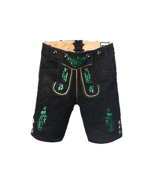 Lederhosen kort zwart/groen Otto