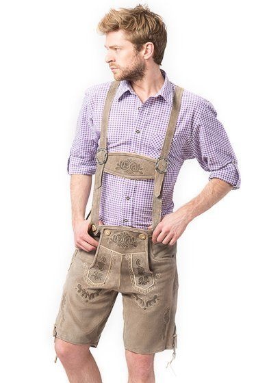 Tannhauser Lederhosen Vintage Kort Deluxe 100% Echt Leder Oktoberfest Heren- Leer-Bruin - 2XL