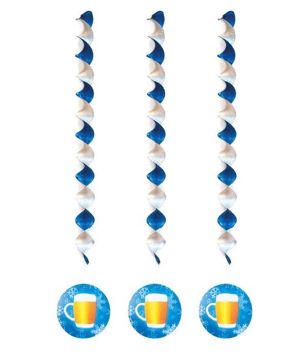 Spiraalhangers Bier blauw/wit (3st)