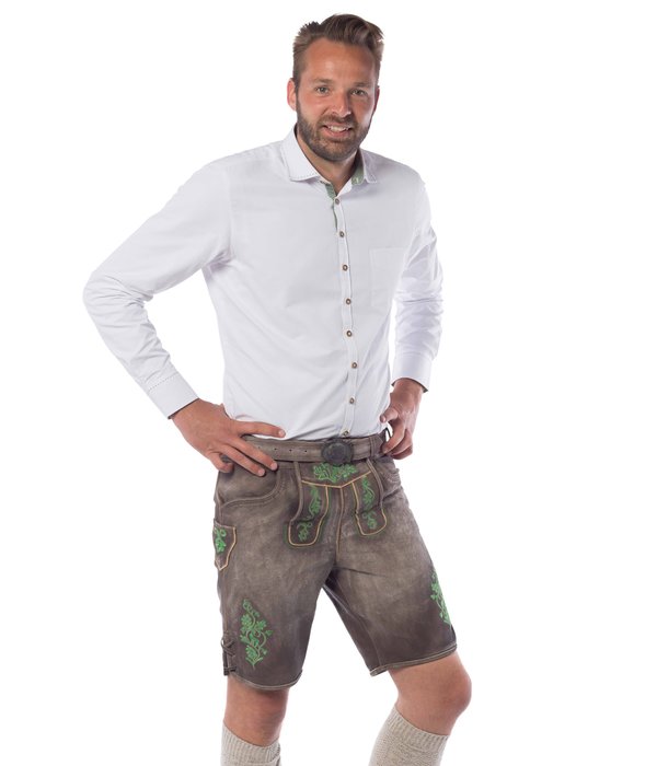 Lederhose Gaudi Kort Bruin/Groen Luxe