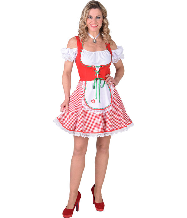 Dirndl Jurk Meike Rood/Wit