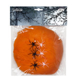 Spinnenweb oranje 100 gram met 6 spinnen