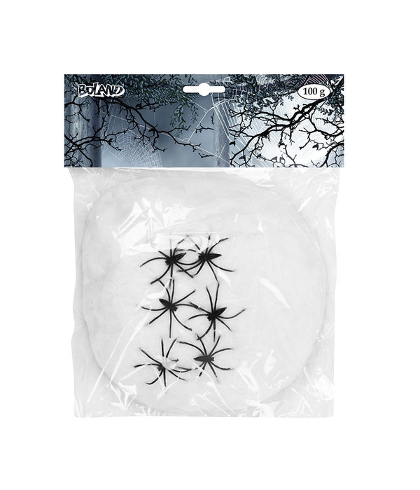 Spinnenweb 100 gram met 6 spinnen