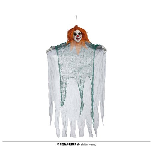 Clown Hanger Halloween met Oranje haar 120cm