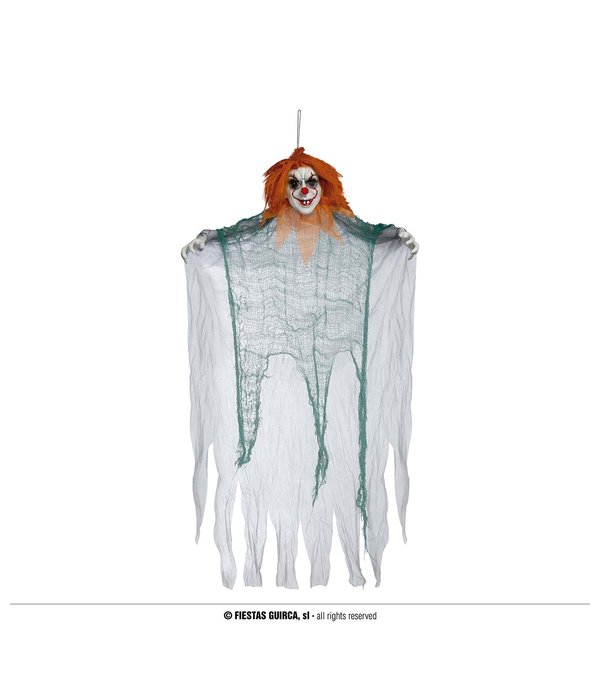 Clown Hanger Halloween met Oranje haar 120cm