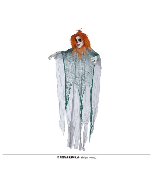 Clown Hanger Halloween met Oranje haar 120cm