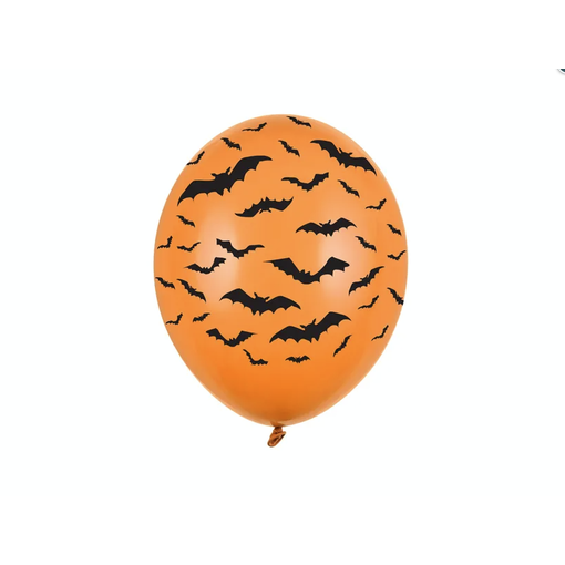 Ballonnen Oranje Halloween Vleermuizen (6st)