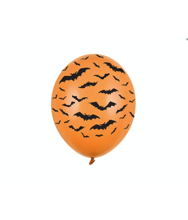 Ballonnen Oranje Halloween Vleermuizen (6st)