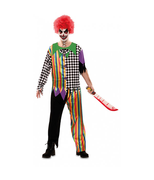 Killer Clown Kostuum Regenboog Man