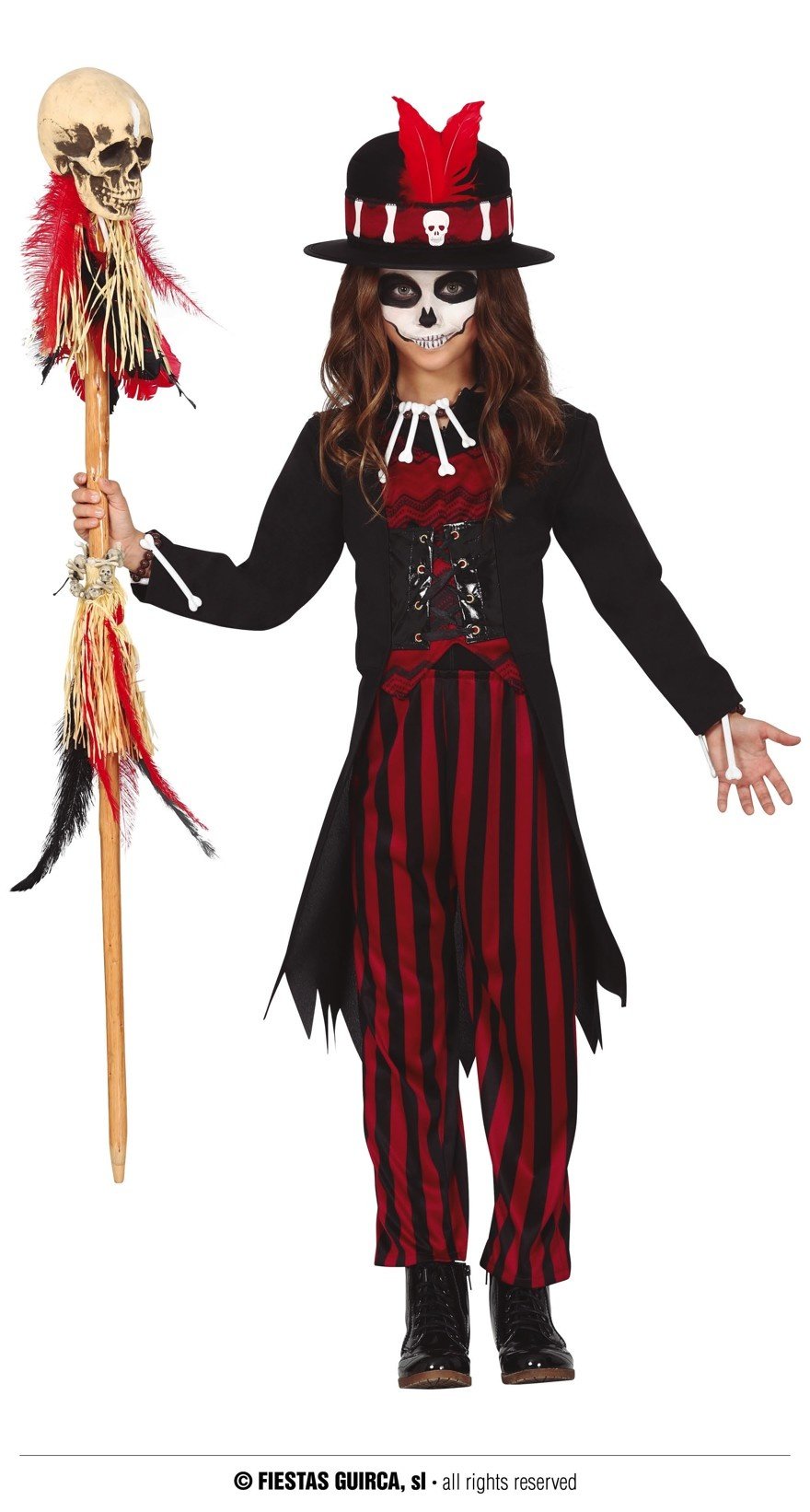 Fiestas Guirca Verkleedpak Voodoo Magiër Zwart/rood Mt 5-6 Jaar
