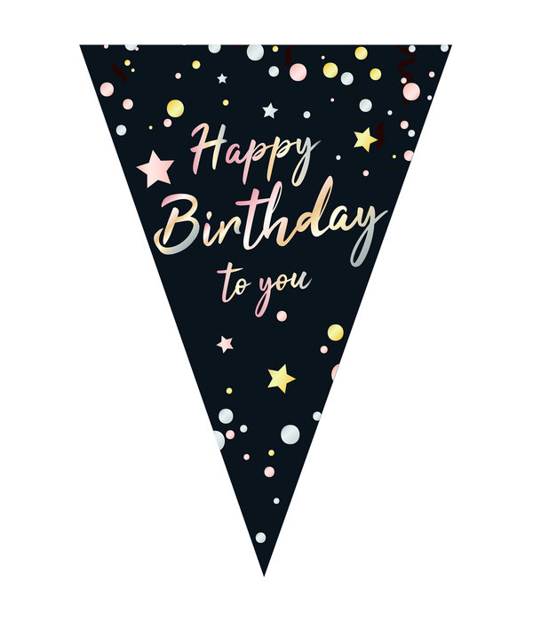 Vlaggenlijn Happy Birthday To You Zwart (5m)