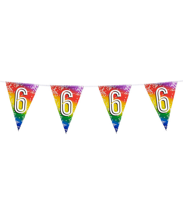 Vlaggenlijn 6 Jaar regenboog met sterren