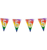 Vlaggenlijn cijfer 5 regenboog met sterren