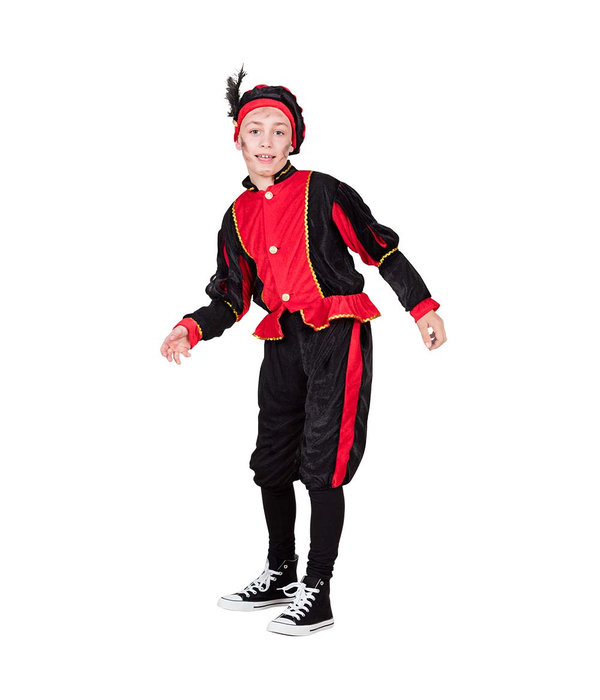 Pieten verkleedpak kind zwart/rood Burgos
