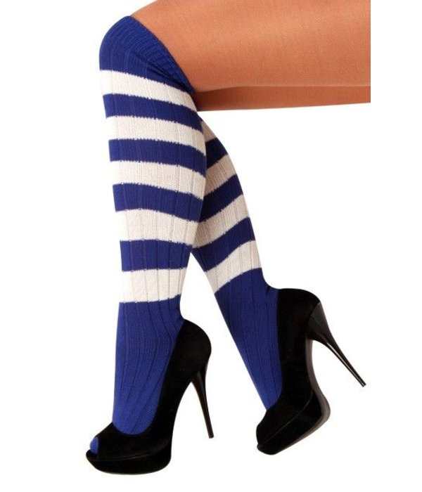 Kniekousen blauw/wit