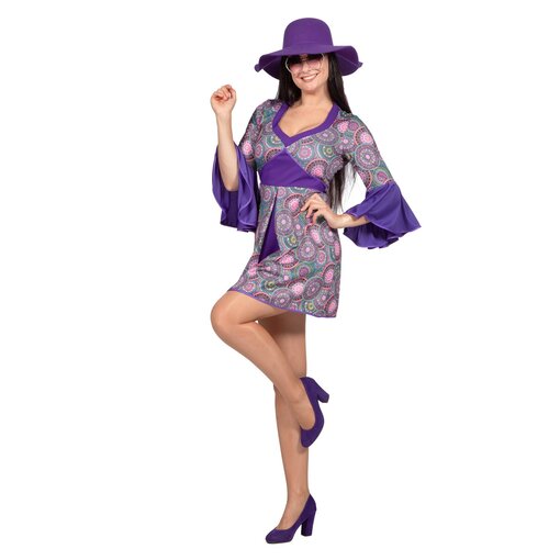 Flower Power Jurk Groovy Paars