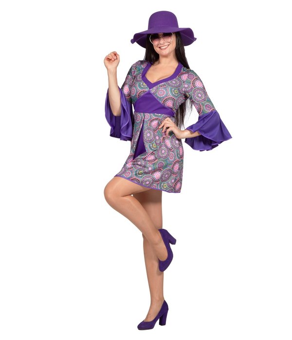Flower Power Jurk Groovy Paars