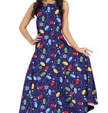 Kerstjurk Lichtjes Blauw Lang