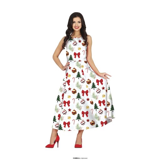 Witte Kerstjurk Met Print Dames