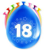 Party Ballonnen Hoera 18 Jaar (8st)