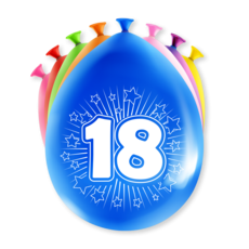 Party Ballonnen Hoera 18 Jaar (8st)