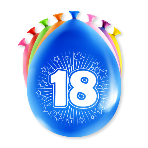 Party Ballonnen Hoera 18 Jaar (8st)