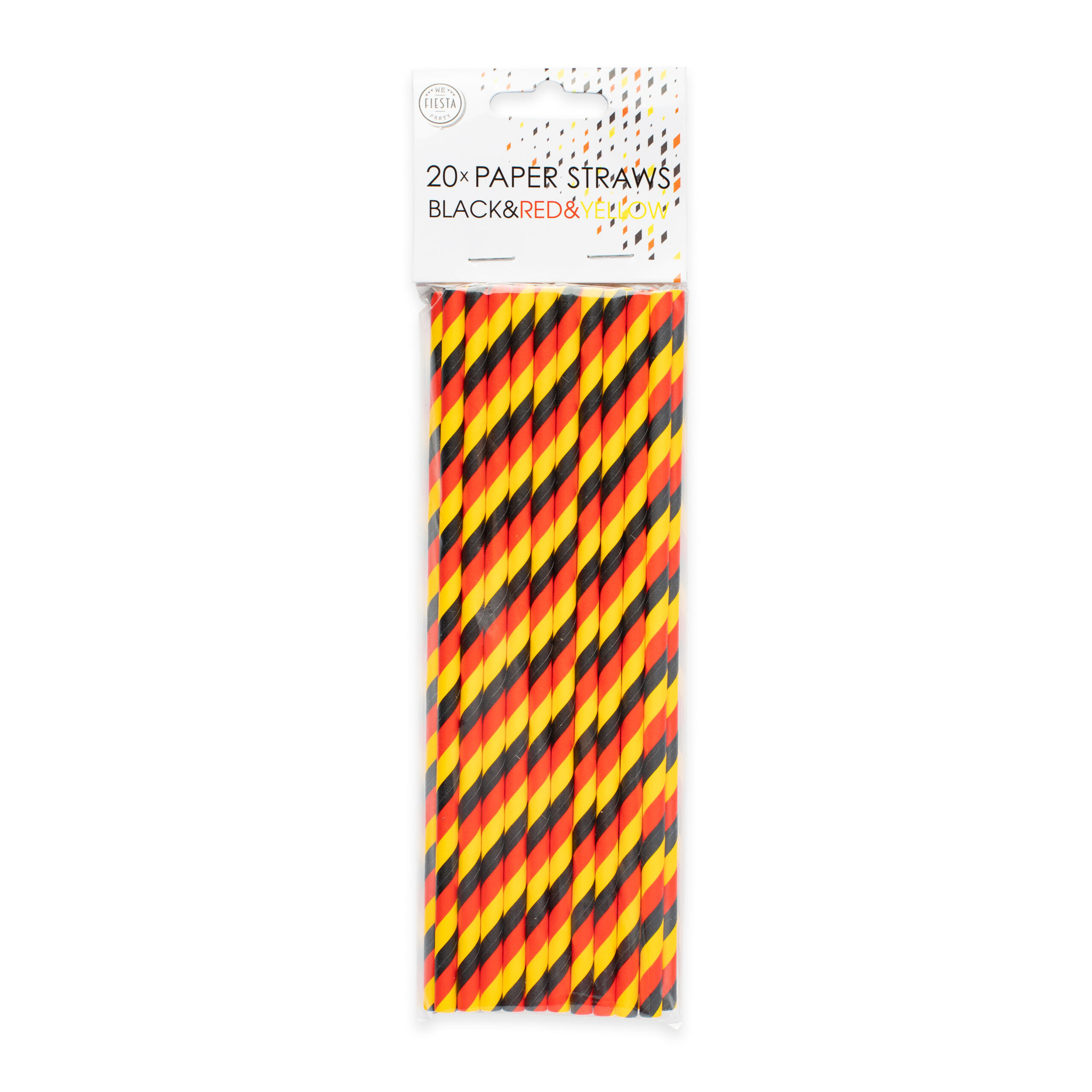 Papieren Rietjes Rood/Geel/Zwart (20st) afbeelding