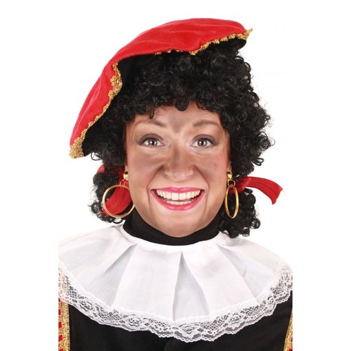 Verstelbare Pietenpruik Krul Rosita Zwart Met Staartjes