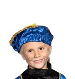 Pietbaret Satijn Blauw Met Veer