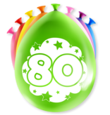 Party Ballonnen Hoera 80 Jaar (8st)