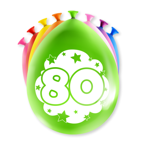 Party Ballonnen Hoera 80 Jaar (8st)