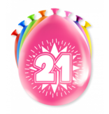 Party Ballonnen Hoera 21 jaar (8st)