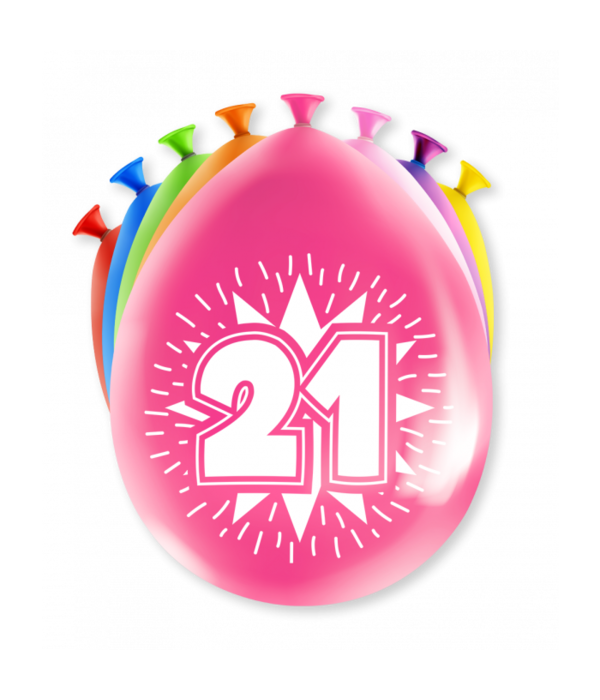 Party Ballonnen Hoera 21 jaar (8st)