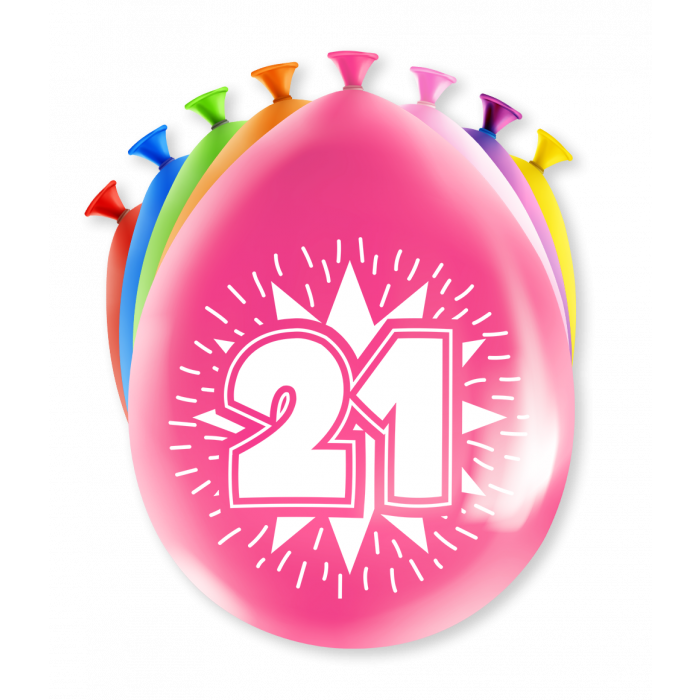 Party Ballonnen Hoera 21 jaar (8st) afbeelding
